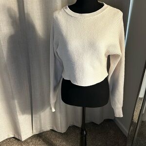 House of Harlow 1960 Cream Ribbed Crew Neck Sweater